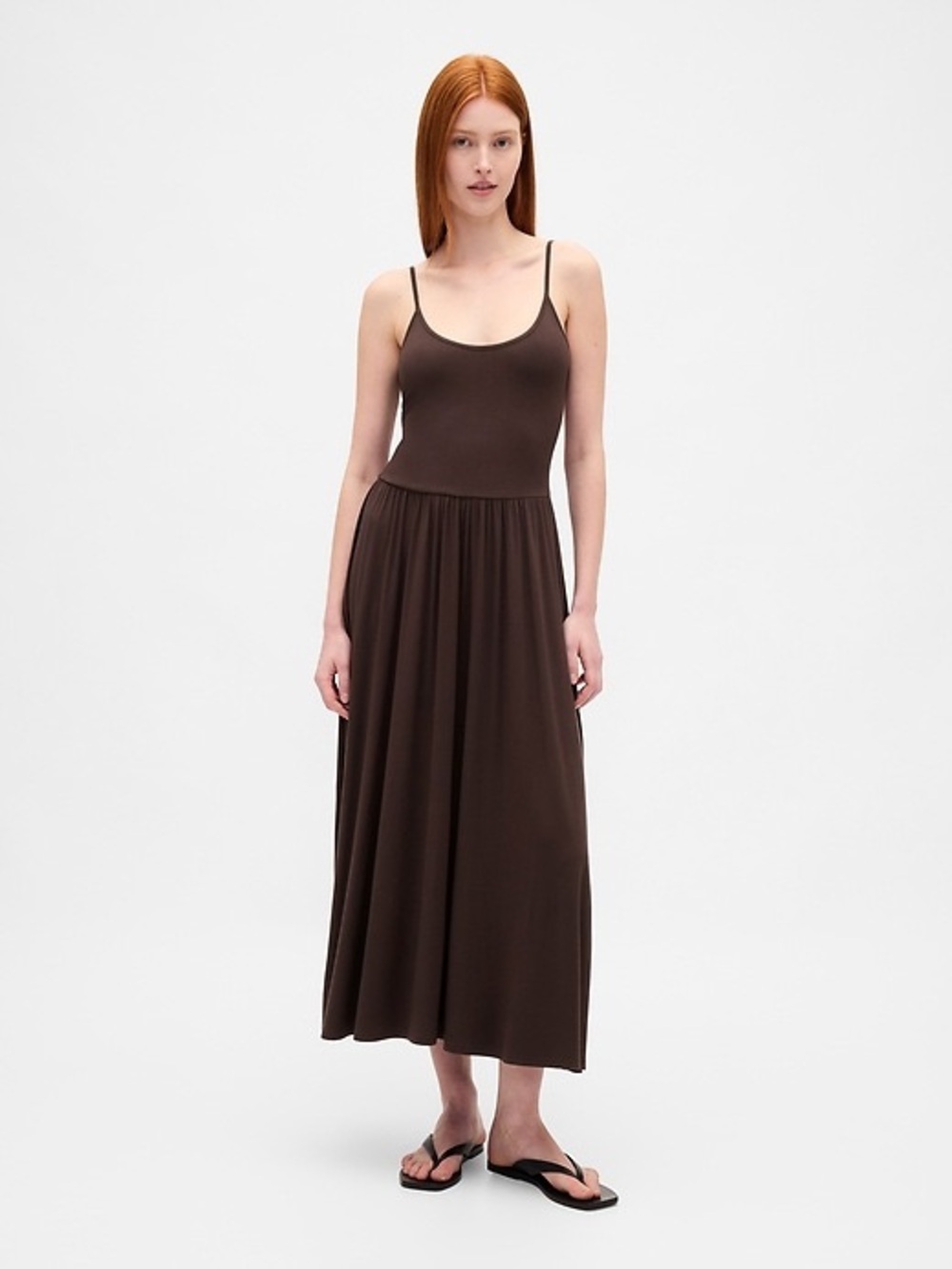 GAP Terra Brown Spaghetti Strap Midi Dress Size XS